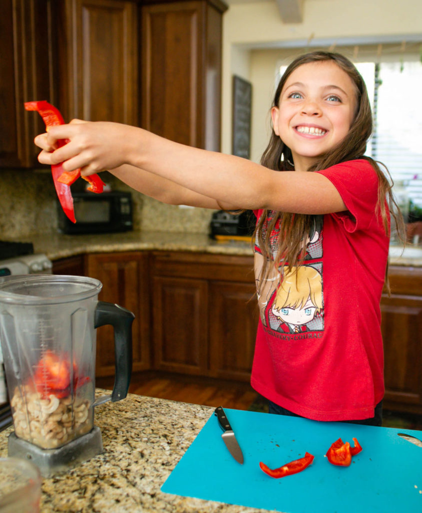 Add bell pepper to blender