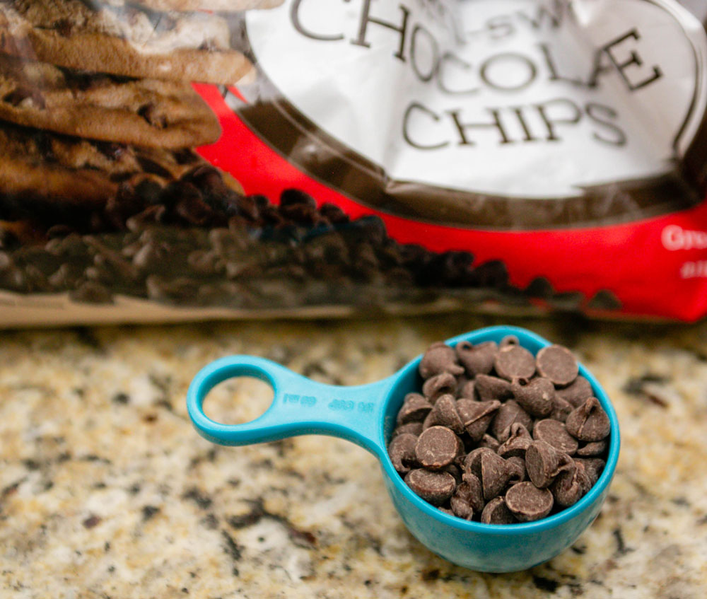 Measure out chocolate chips