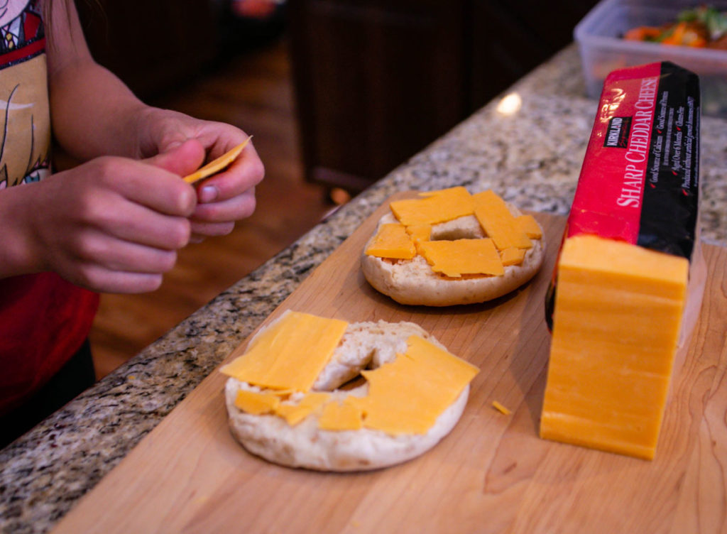 Put Cheese Slices on Bagel