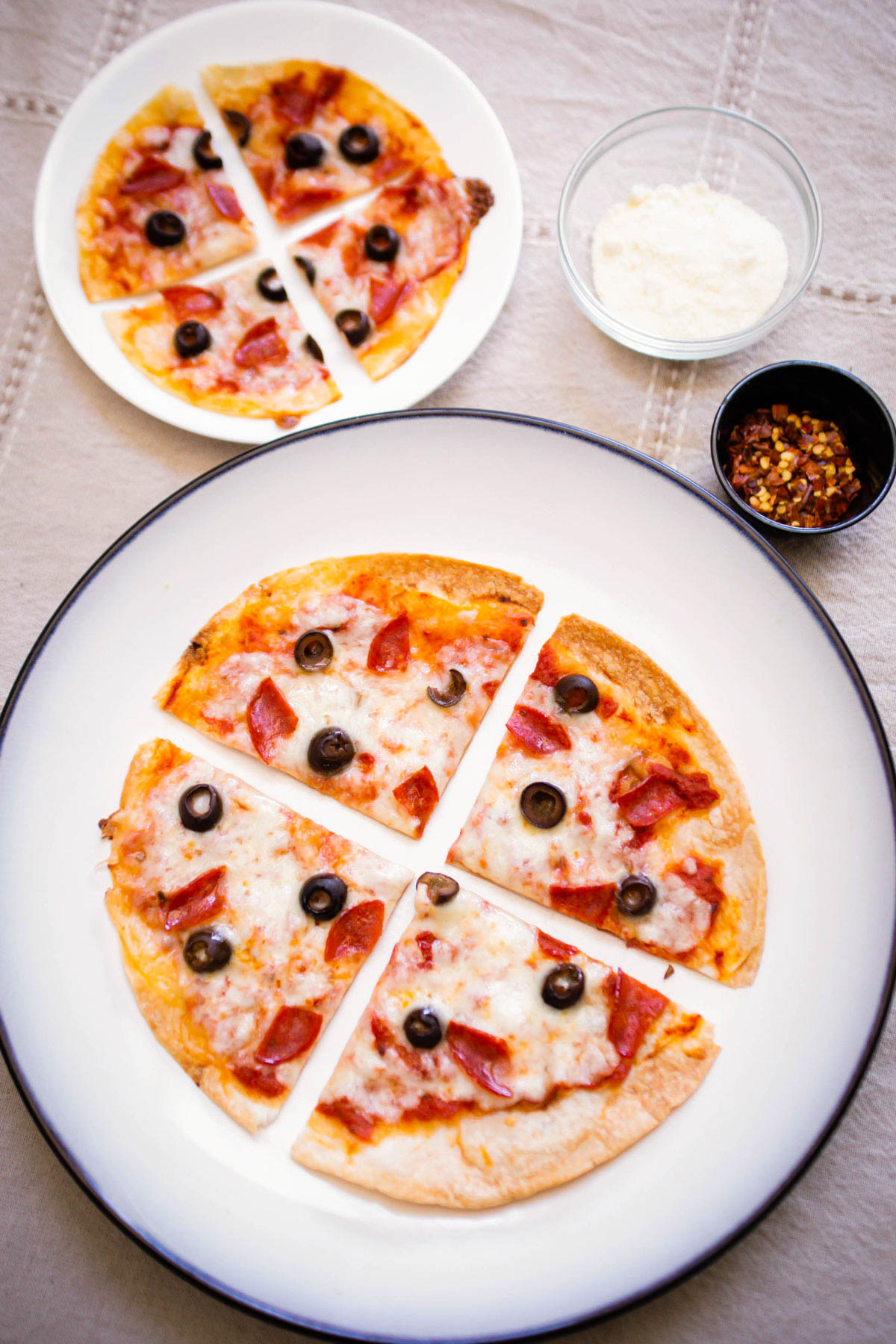 Tortilla Pizzas and Toppings