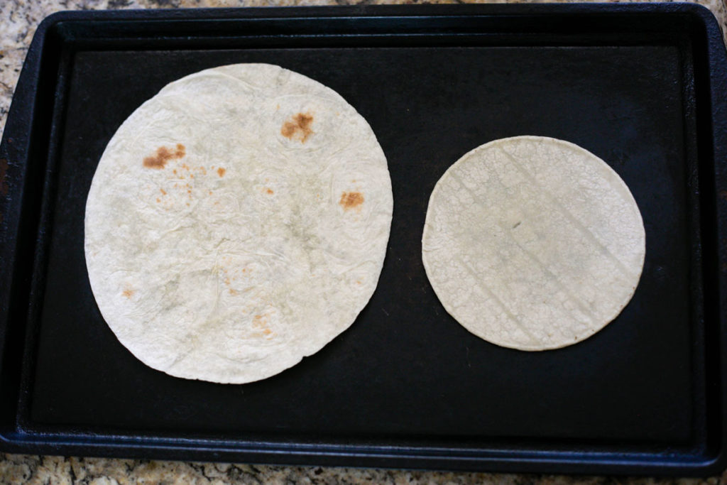 tortillas on tray